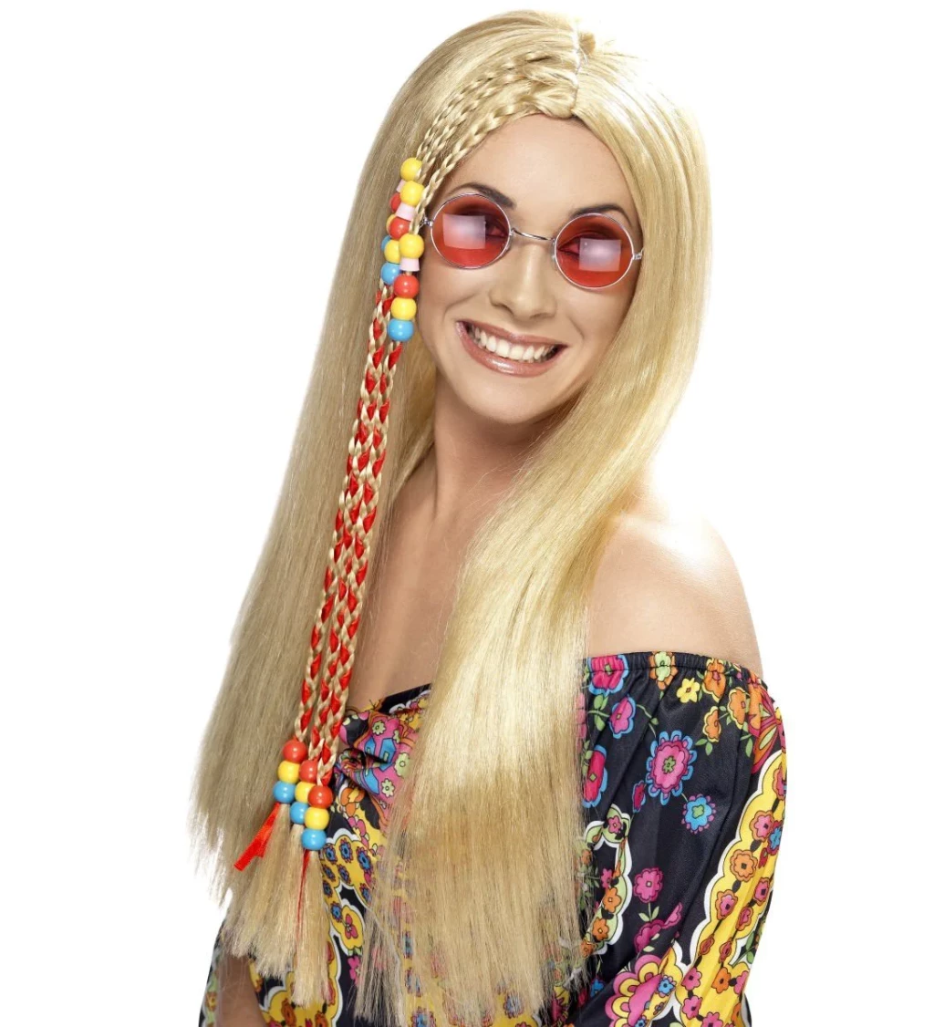 Paruka Hippie - blond, s korálky
