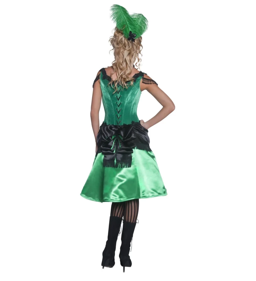 Kostým - Kankánová tanečnice, barva zelená