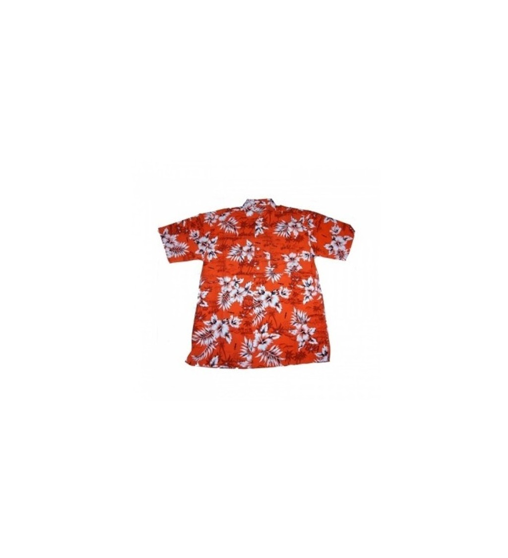 Havajská košile - Oranžová s bílými květy