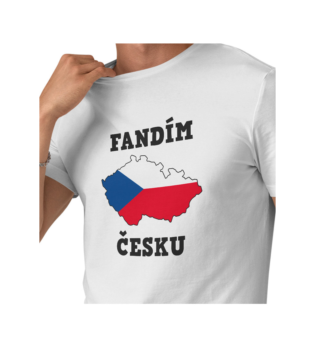 Pánské triko bílé - Fandím Česku