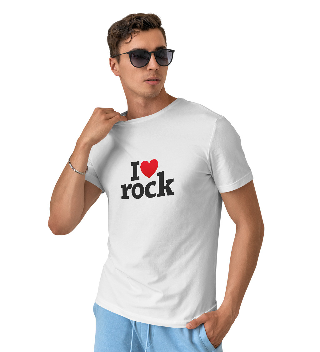 Pánské triko bílé - I love rock