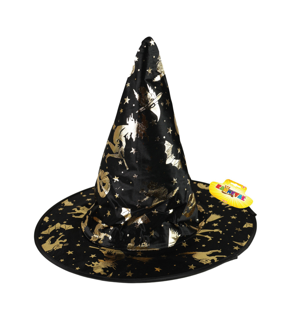 Zlatý dekor čarodějnický klobouk