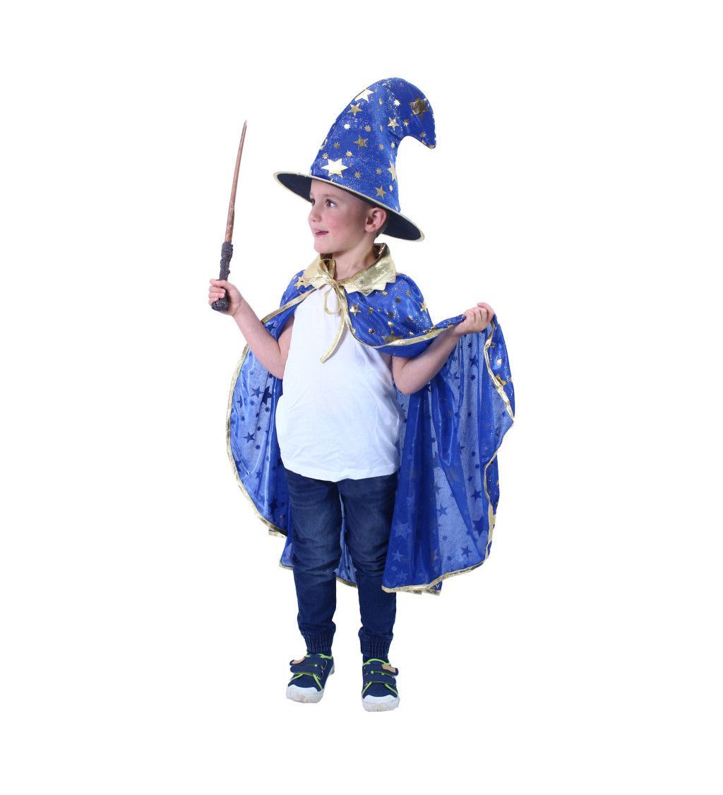 Dětský kostým - čaroděj, modrý