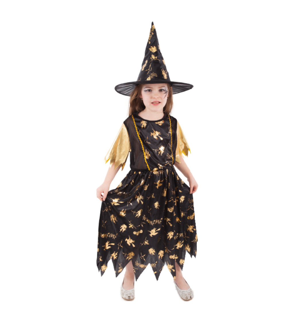 Dětský kostým - set - čarodějnický, zlatý