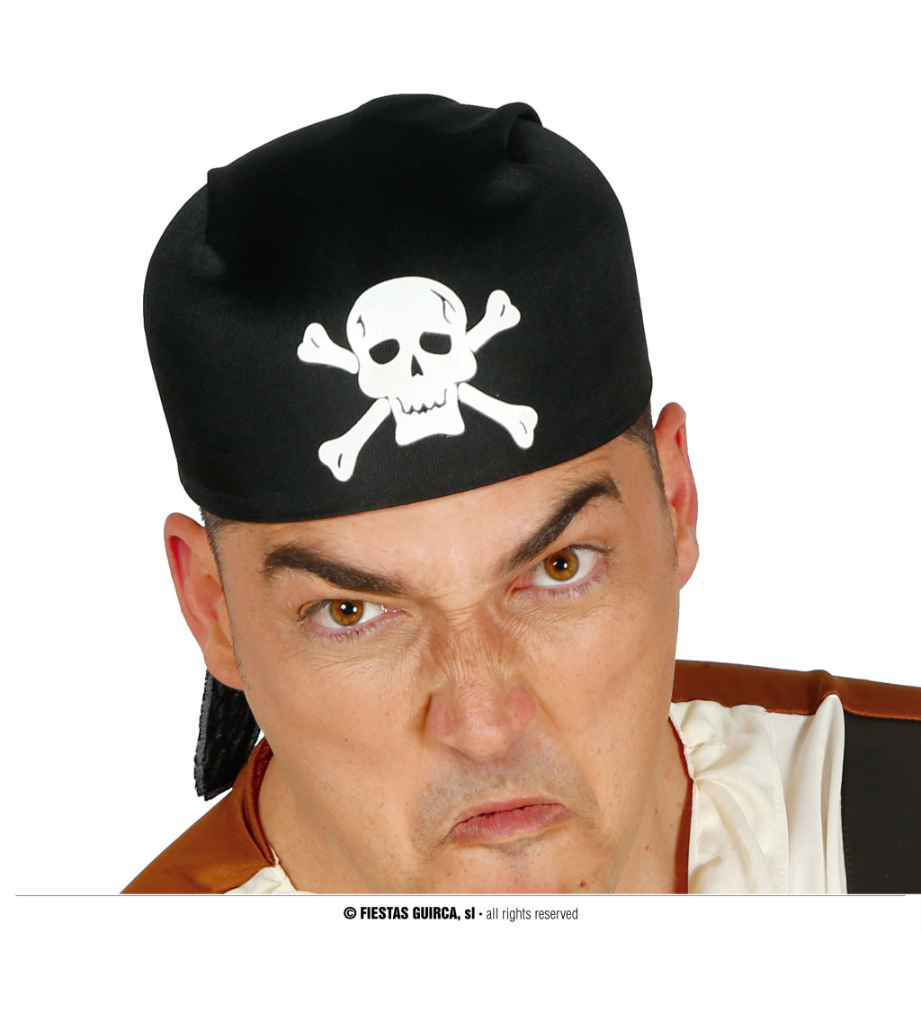 Černý látkový pirátský klobouk