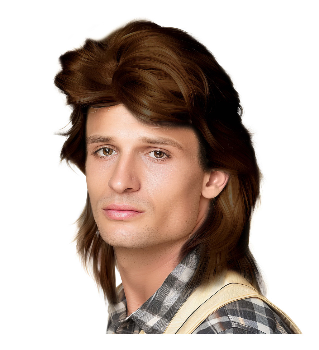 Pánská paruka mullet hnědá