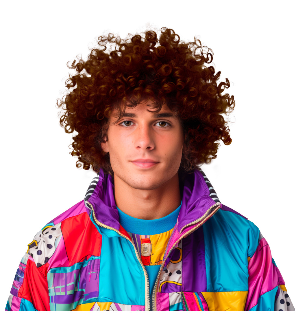 Pánská paruka afro hnědá