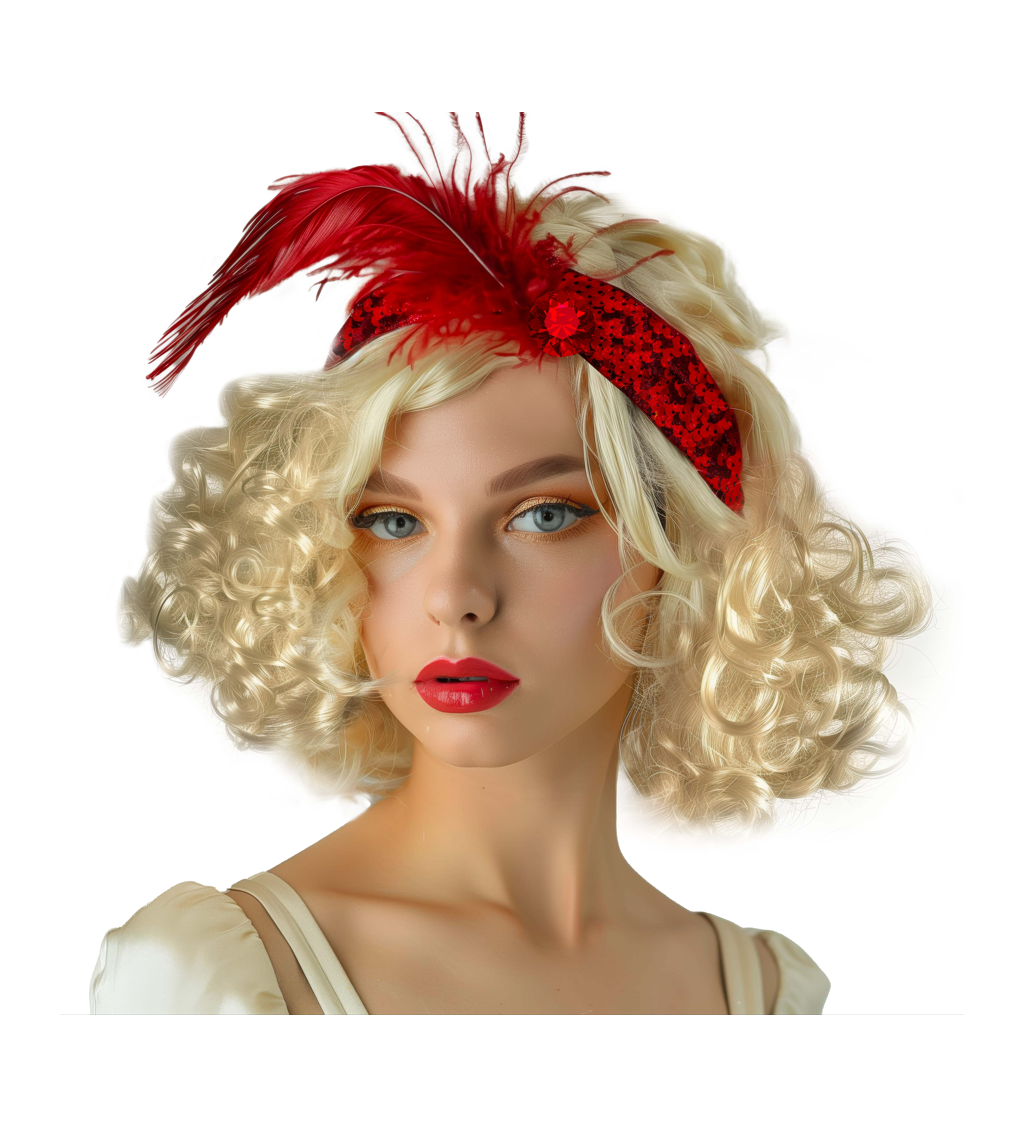 Dámská paruka flapper s pírkem blond