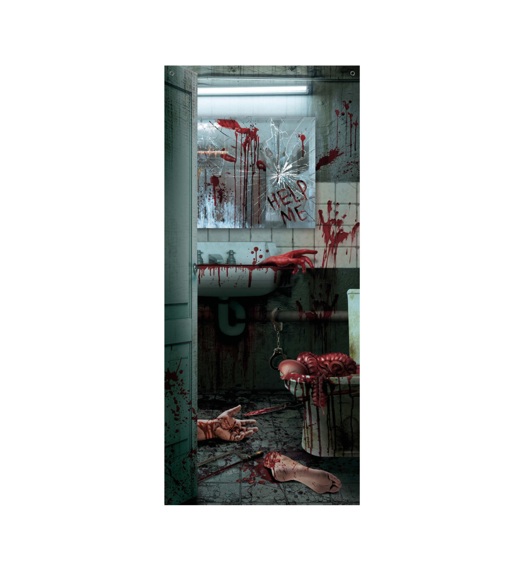 Dekorace krvavých dveří WC