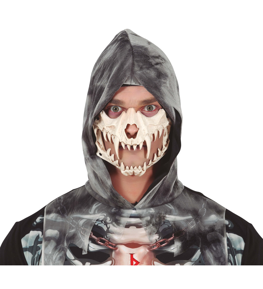 Půlmaska lebky s tesáky PVC