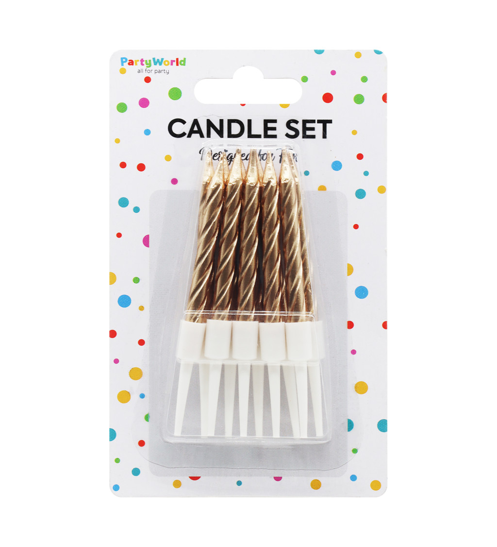 Spirálové svíčky rosegold