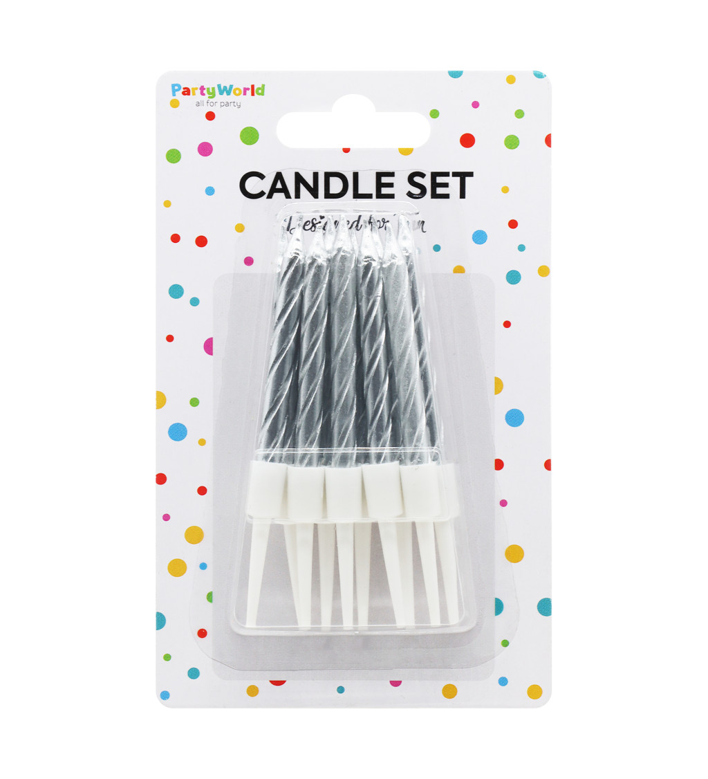 Spirálové svíčky stříbrné