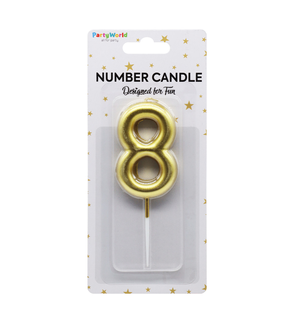 Dortová svíčka číslo 8 zlatá