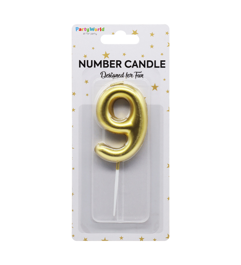Dortová svíčka číslo 9 zlatá