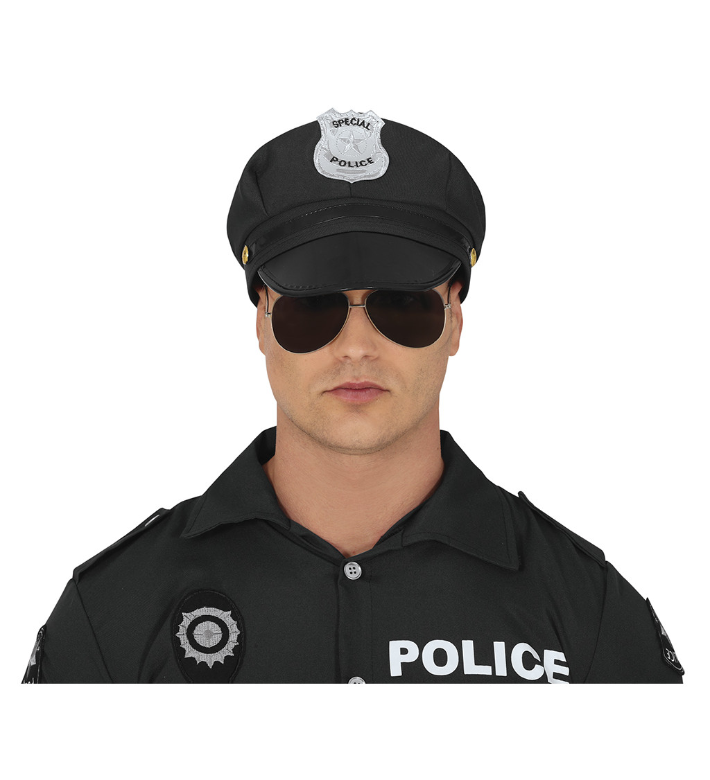 Látkový policejní klobouk černý