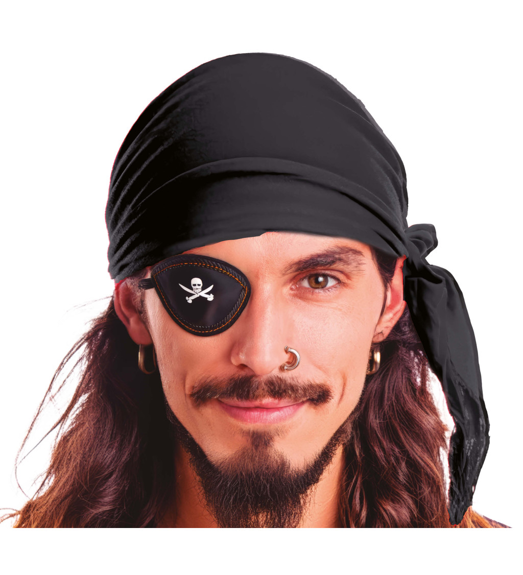 Sametový pirátský šátek černý