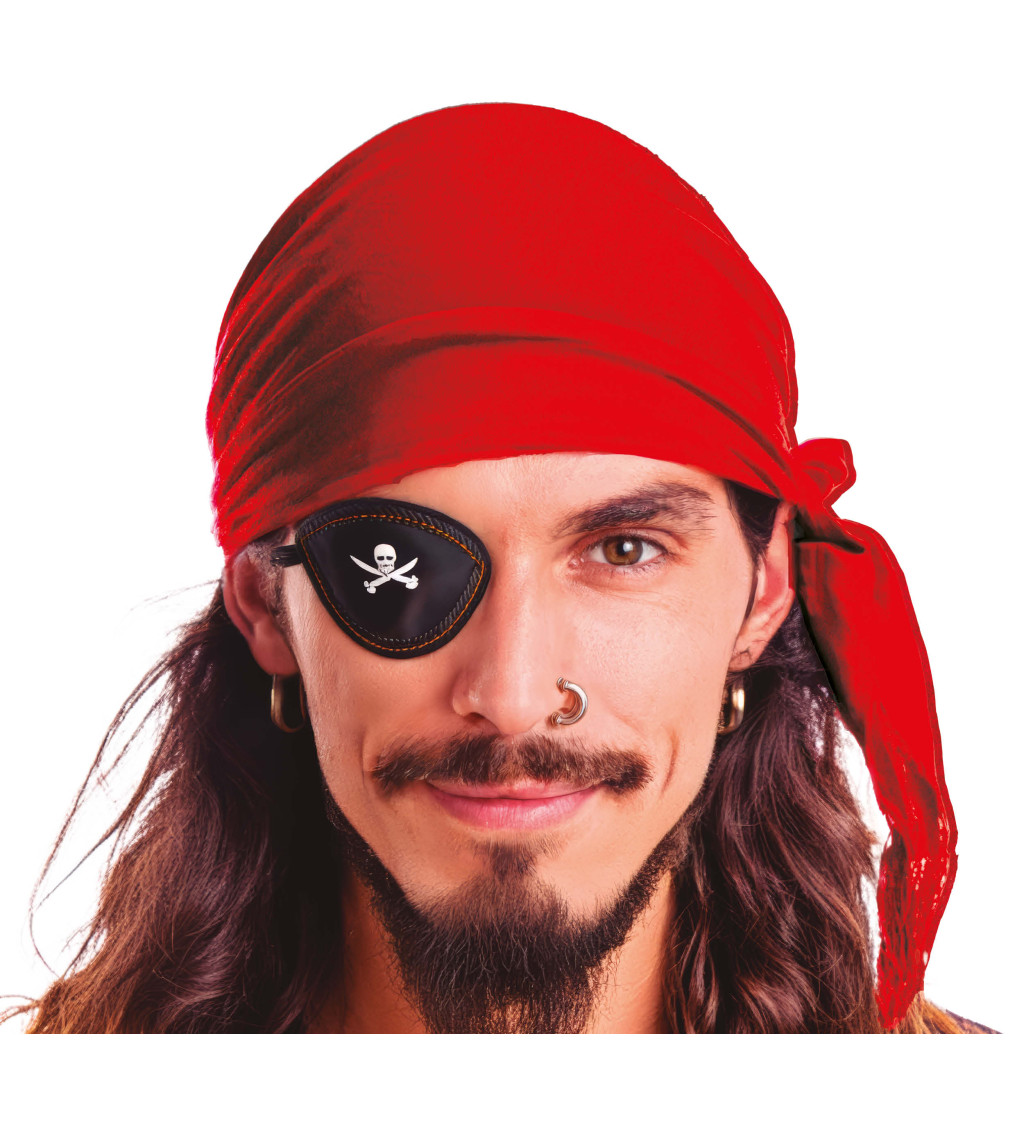 Sametový pirátský šátek červený