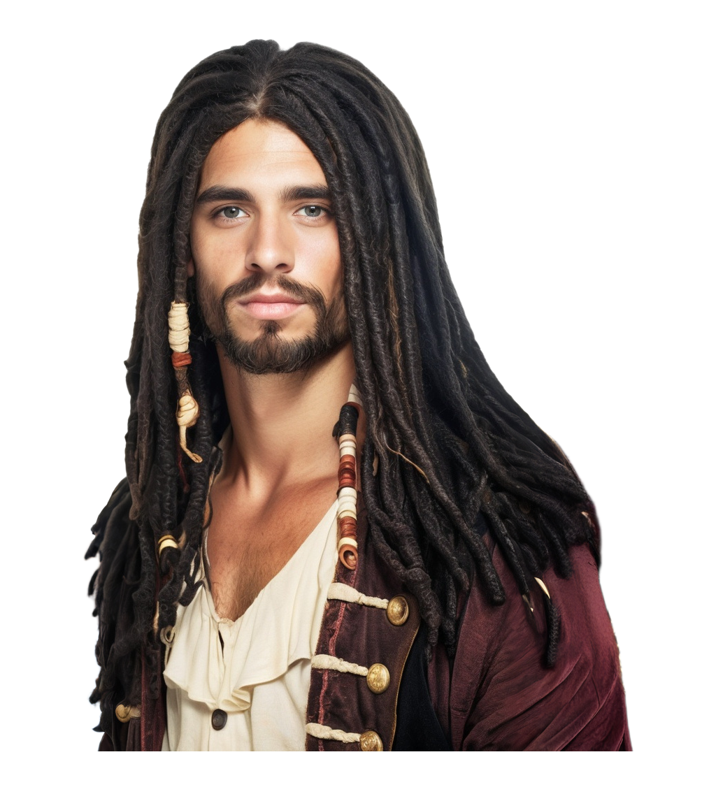 Pánská paruka pirát s dredy