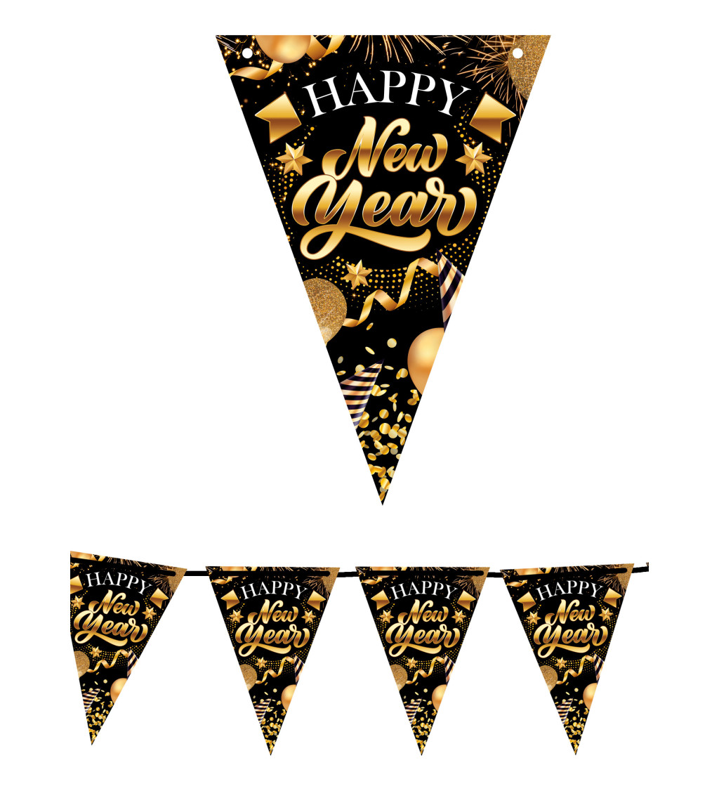 Happy New Year - vlaječková girlanda