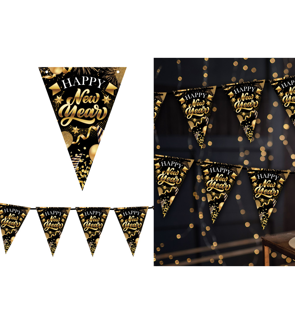 Happy New Year - vlaječková girlanda