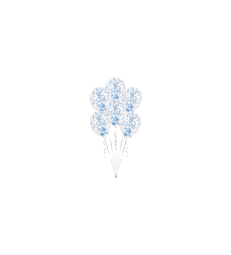 Latexové průhledné balónky - modré konfety