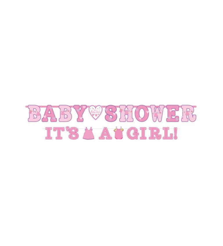 Růžová girlanda - baby shower