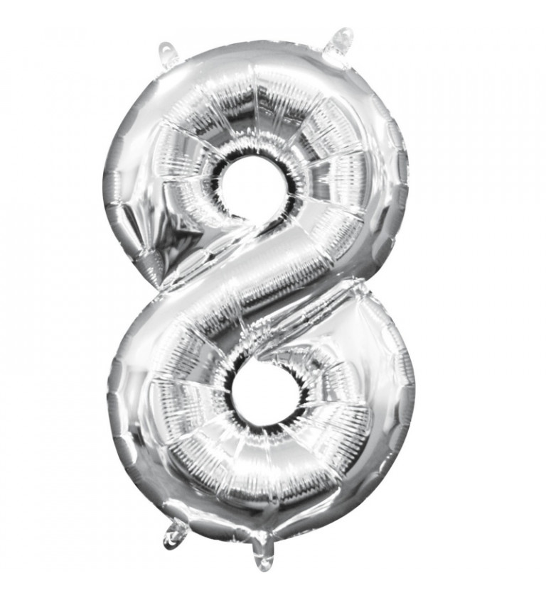 Stříbrný mini fóliový balónek - číslo 8