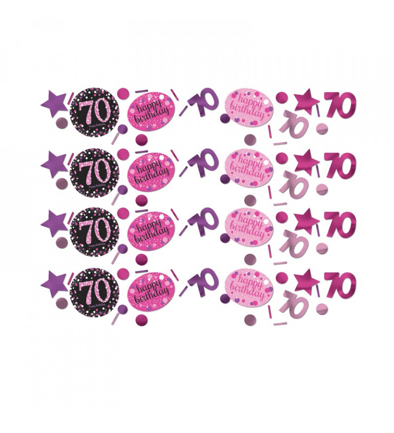 Růžové narozeninové konfety 70 let