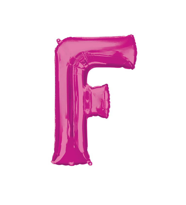 Růžový fóliový balónek ve tvaru F
