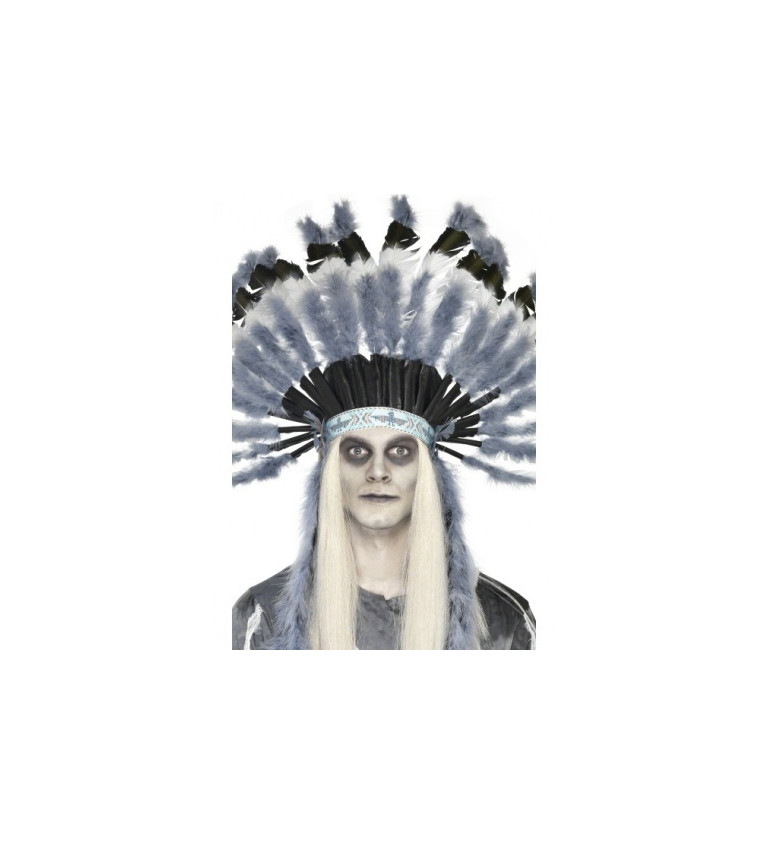 Indiánská čelenka - Náčelník šedá