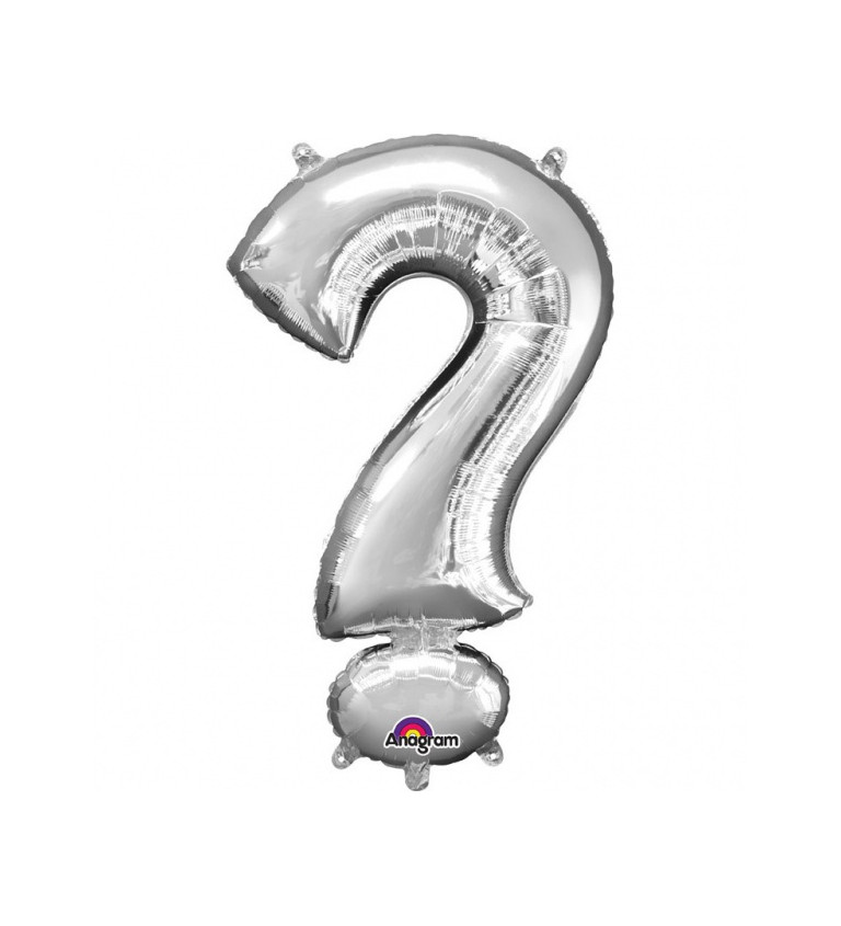 Stříbrný mini fóliový balónek - znak otazník