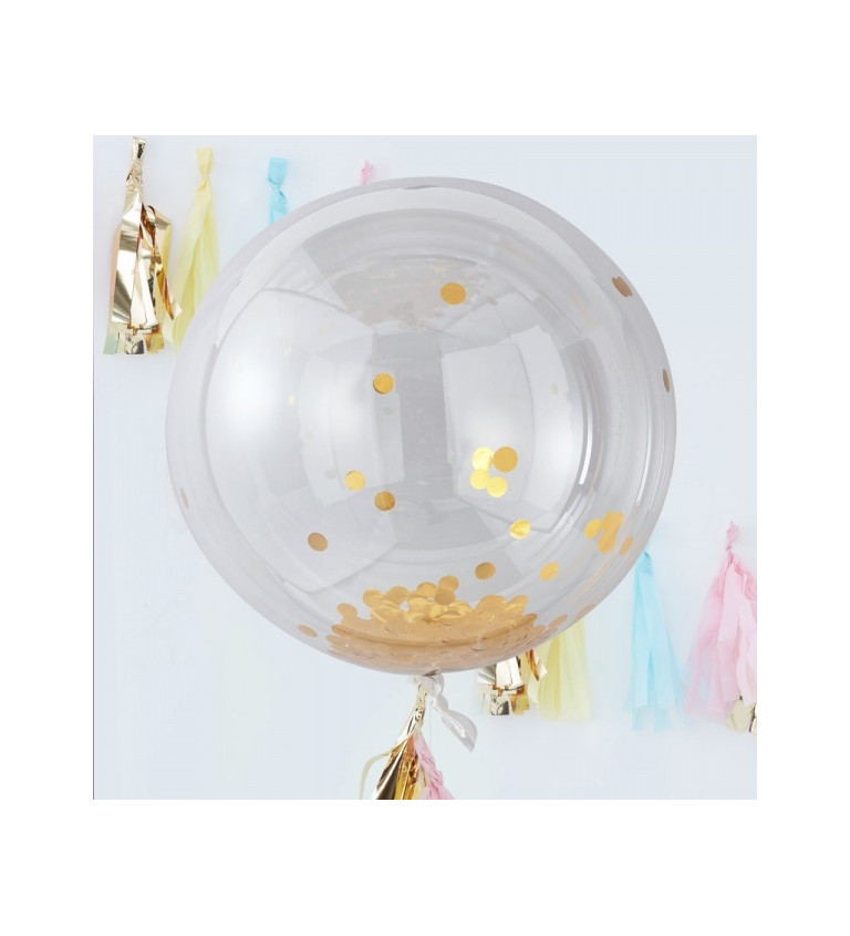 Balónek s konfetami - Zlatý 3 ks