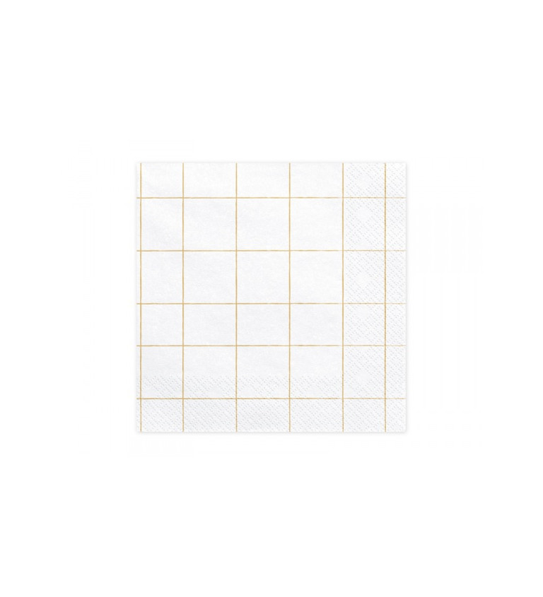 Bílé papírové ubrousky se zlatým mřížkováním