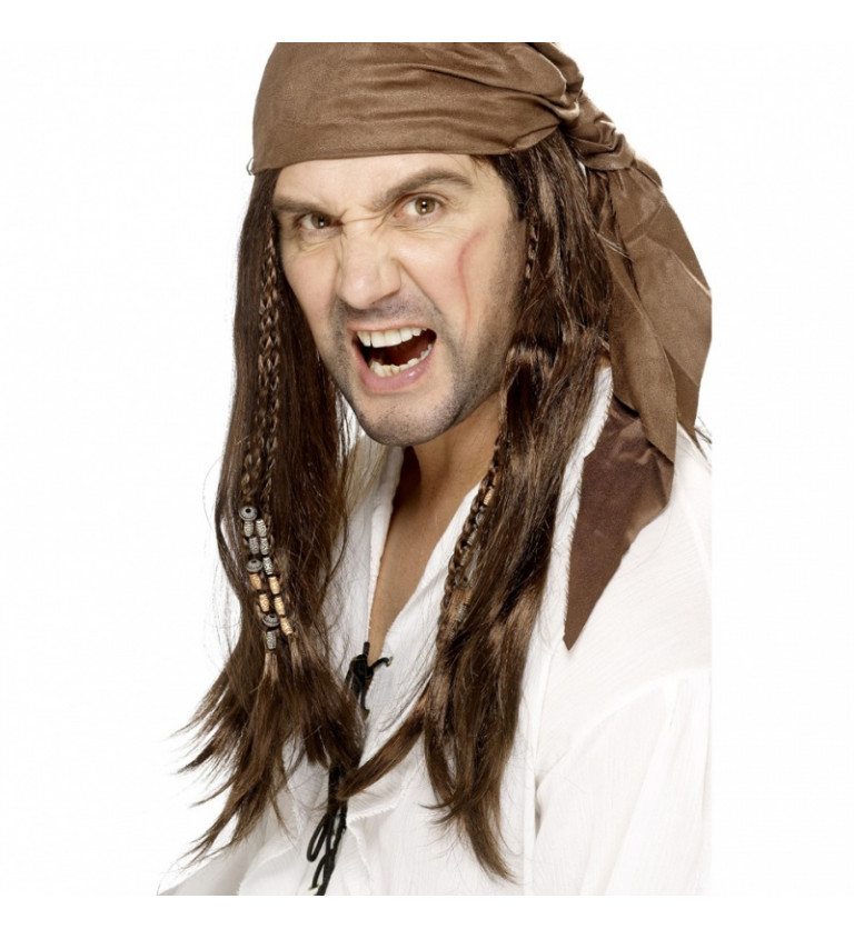 Paruka pirát - hnědý šátek