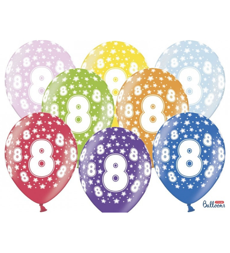Balónek metalický - číslo 8 - 6 ks