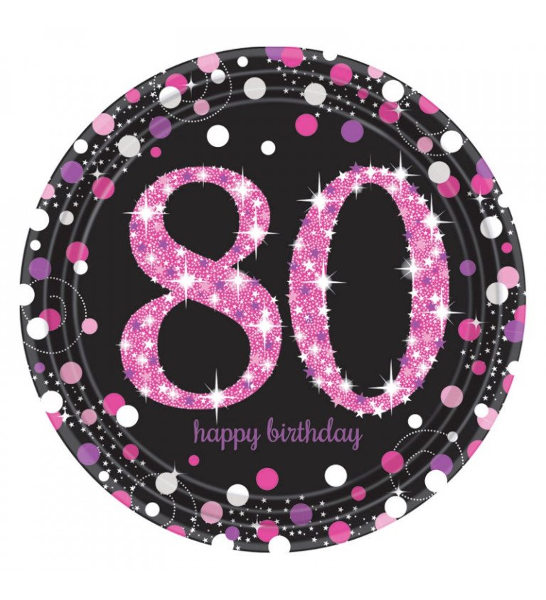 Růžové párty talířky 80 let