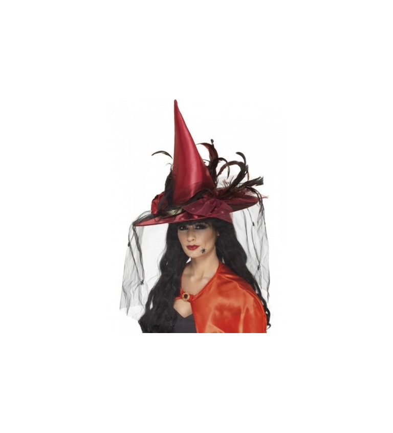 Čarodějnický klobouk deluxe - barva červená