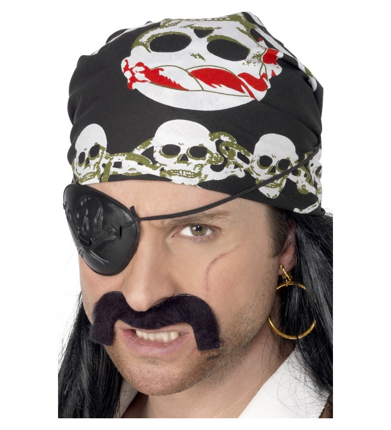 Šátek na hlavu s lebkami - pirátský
