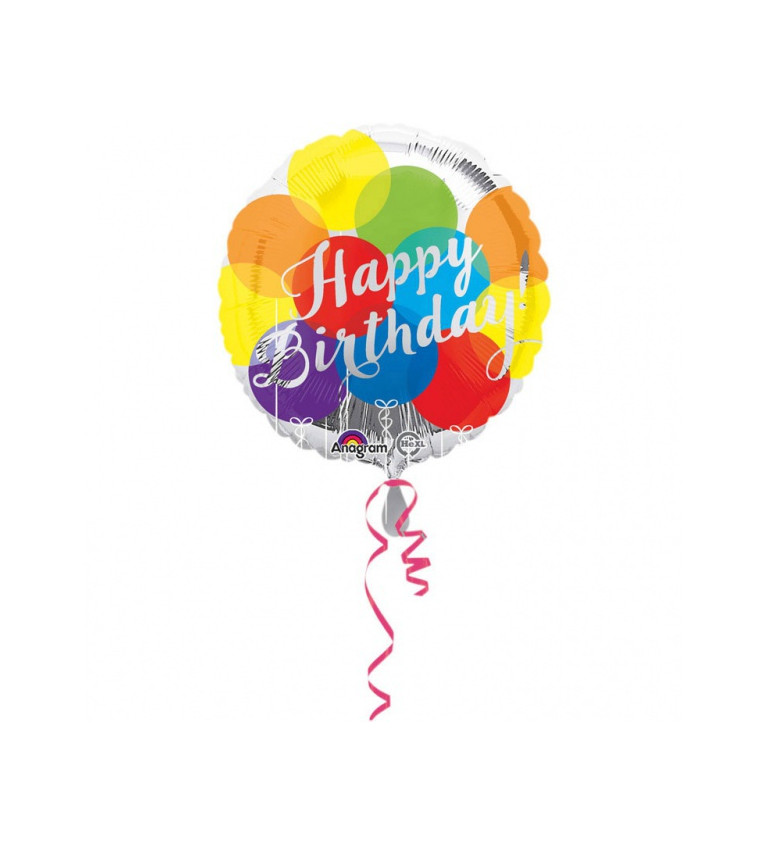 Barevný fóliový balónek Happy Birthday