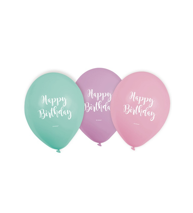 Pastelové balónky Happy Birthday