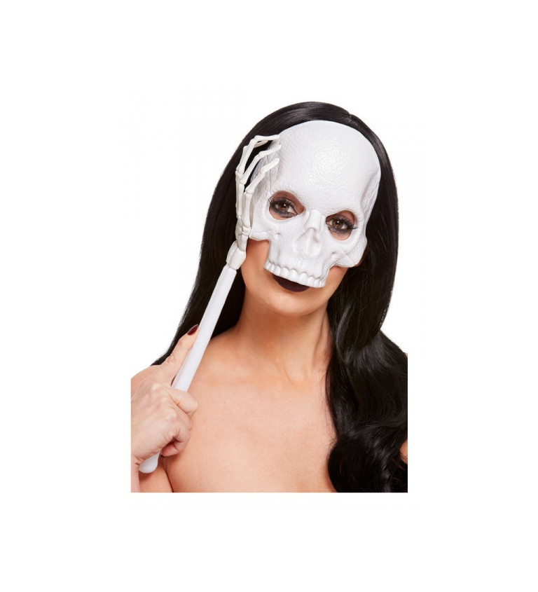 Bílá maska Skull s držáčkem