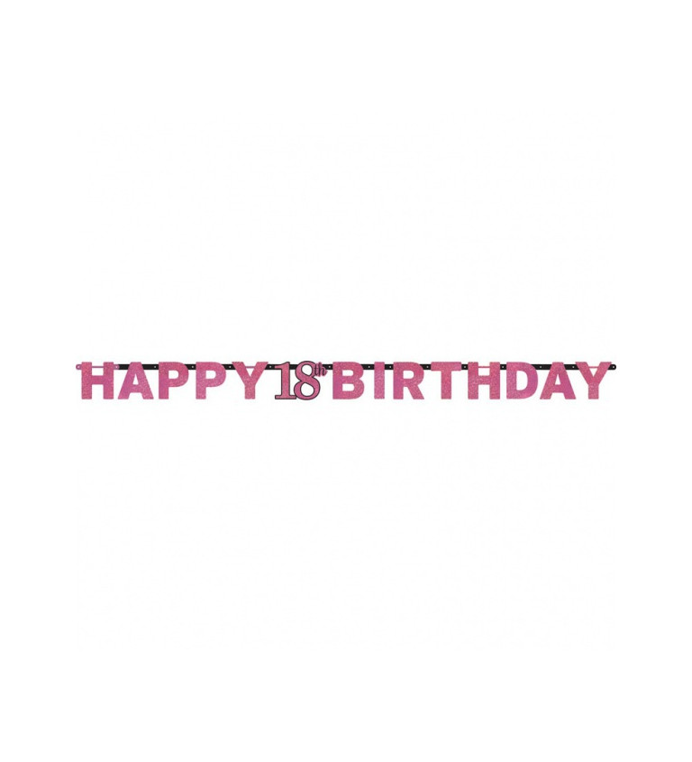 HAPPY BIRTHDAY baner 18 let - Růžový