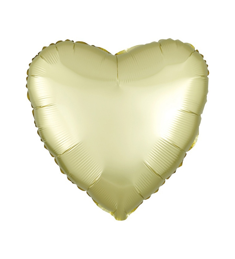 Saténové fóliové srdce - pastelově žluté