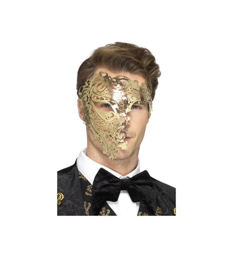 Zlatá kovová maska - Fantom