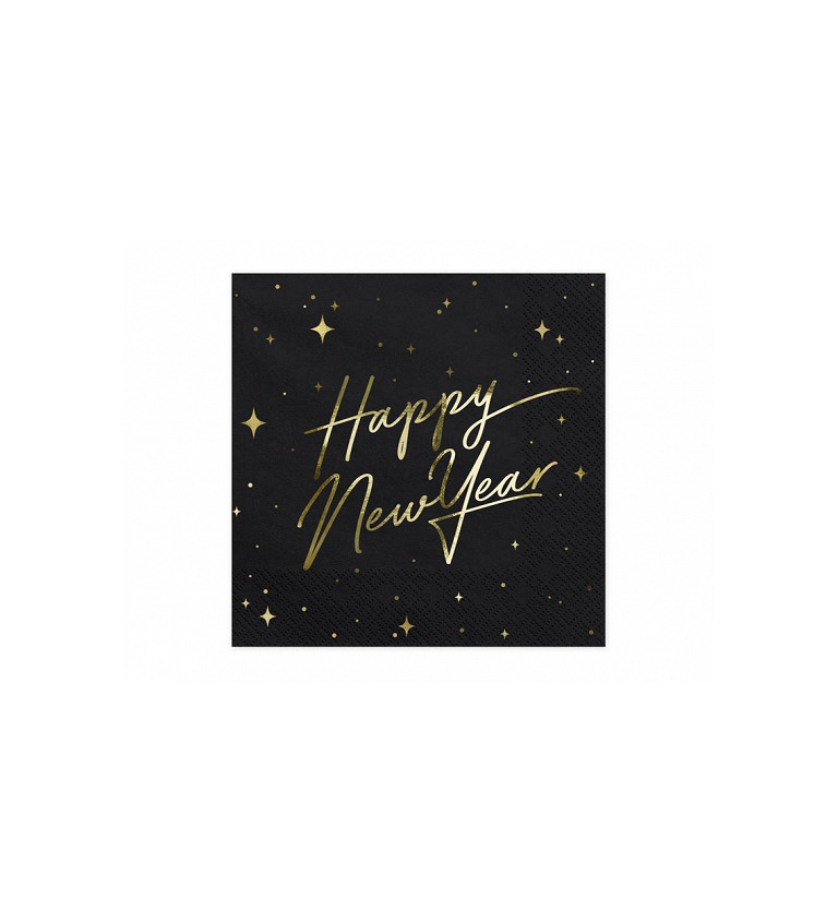 Černé ubrousky Happy New Year