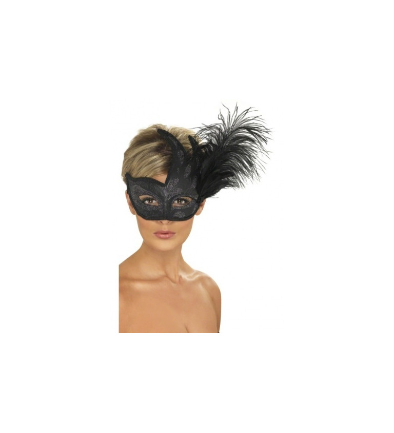 Benátská maska Colombina - černá