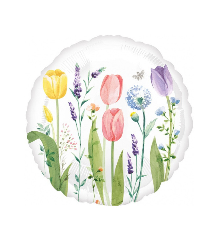Fóliový balónek zahrada s tulipány