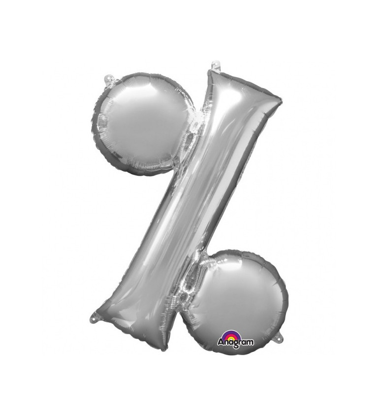 Stříbrný mini fóliový balónek - znak %