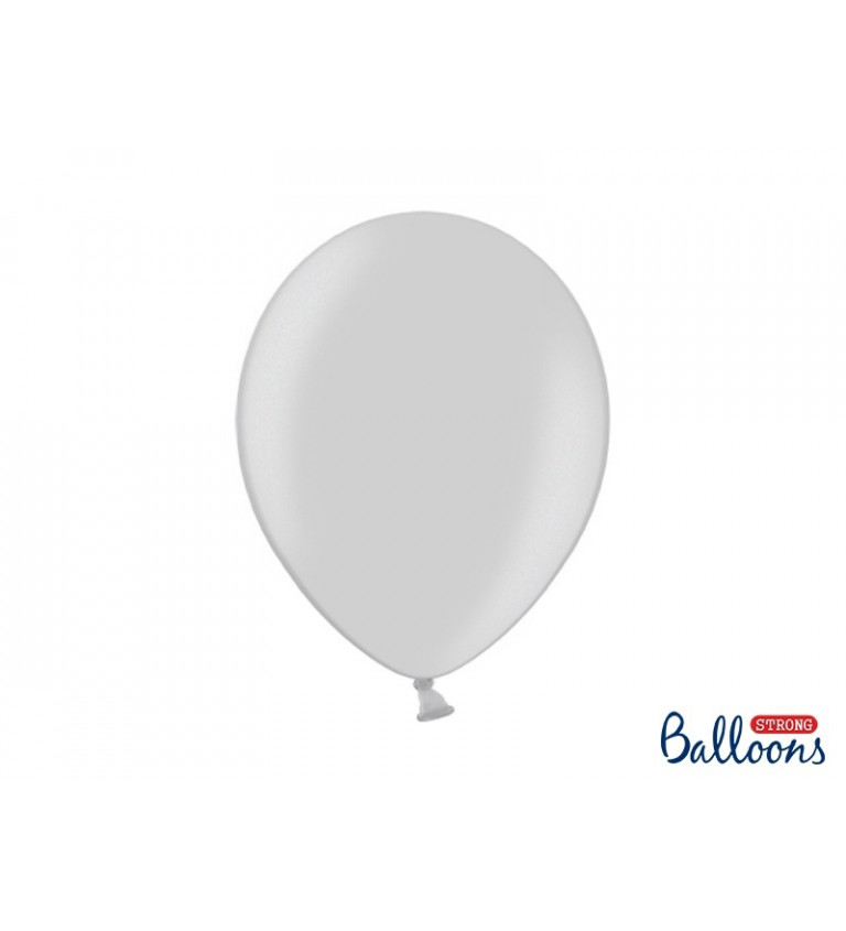 Balónek metalický - stříbrný - 10 ks