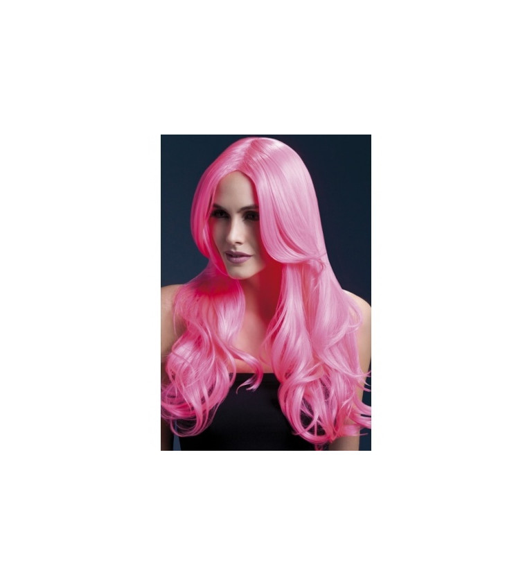 Paruka Khloe Extra  Deluxe - barva neon růžová